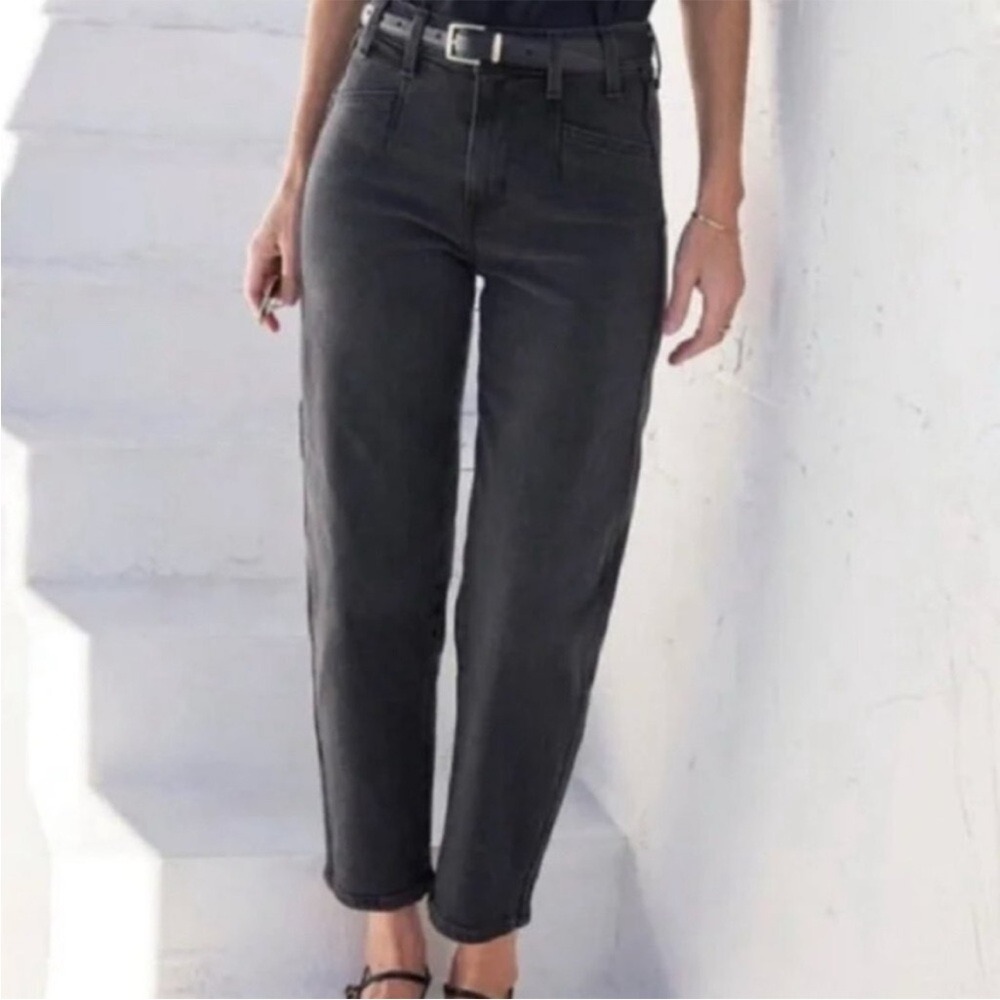 AYR The Beat Barrel Leg High Rise Crop Stretch Washed Charcoal Gray‎ 25